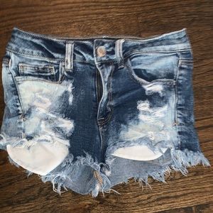 Distressed jean shorts